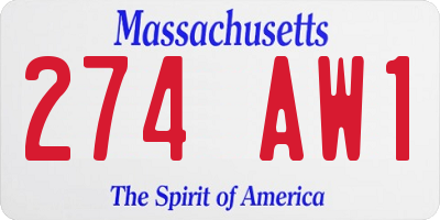 MA license plate 274AW1