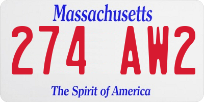 MA license plate 274AW2
