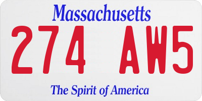 MA license plate 274AW5