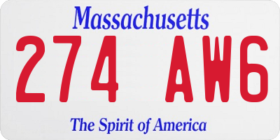 MA license plate 274AW6