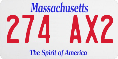 MA license plate 274AX2