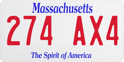 MA license plate 274AX4