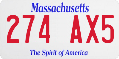 MA license plate 274AX5