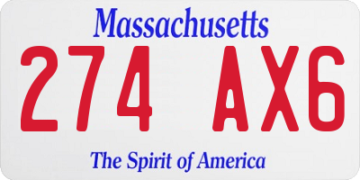 MA license plate 274AX6