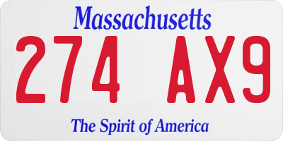 MA license plate 274AX9