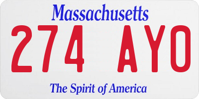 MA license plate 274AY0