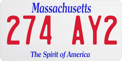 MA license plate 274AY2