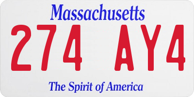 MA license plate 274AY4