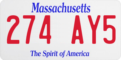 MA license plate 274AY5