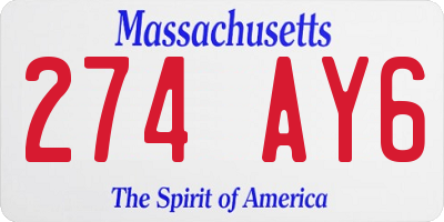 MA license plate 274AY6
