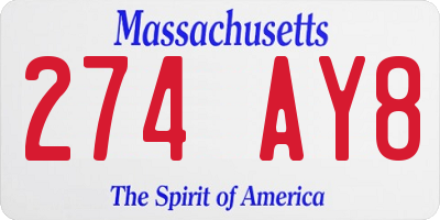 MA license plate 274AY8