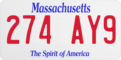 MA license plate 274AY9