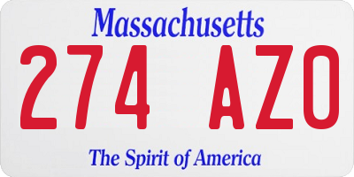 MA license plate 274AZ0