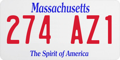 MA license plate 274AZ1