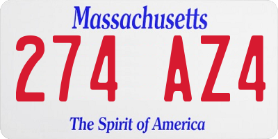 MA license plate 274AZ4
