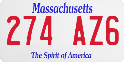 MA license plate 274AZ6