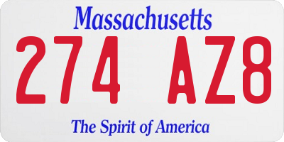 MA license plate 274AZ8