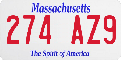 MA license plate 274AZ9