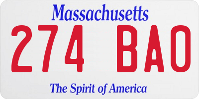 MA license plate 274BA0