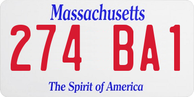 MA license plate 274BA1