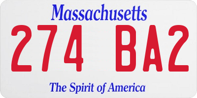 MA license plate 274BA2