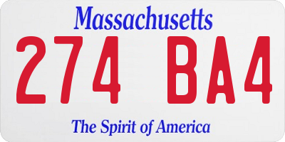 MA license plate 274BA4