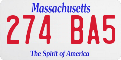 MA license plate 274BA5