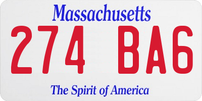 MA license plate 274BA6