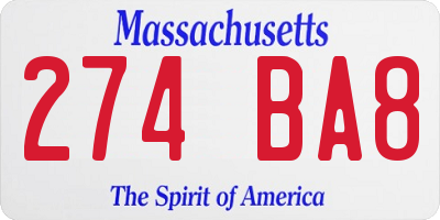 MA license plate 274BA8