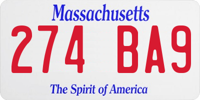 MA license plate 274BA9