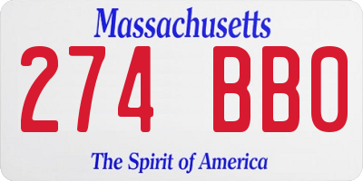 MA license plate 274BB0