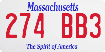 MA license plate 274BB3