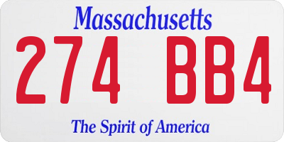 MA license plate 274BB4