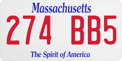 MA license plate 274BB5
