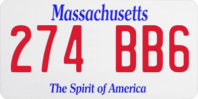 MA license plate 274BB6