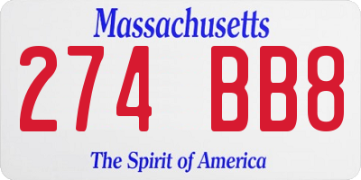 MA license plate 274BB8