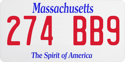 MA license plate 274BB9