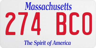 MA license plate 274BC0
