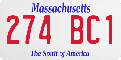 MA license plate 274BC1