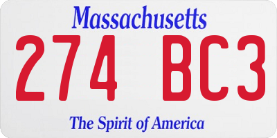 MA license plate 274BC3