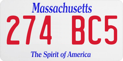 MA license plate 274BC5