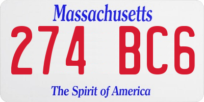 MA license plate 274BC6