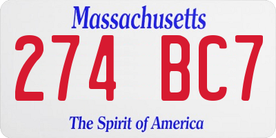 MA license plate 274BC7