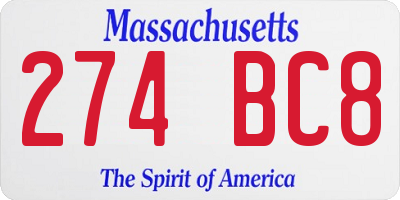 MA license plate 274BC8