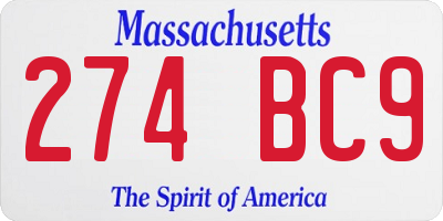 MA license plate 274BC9