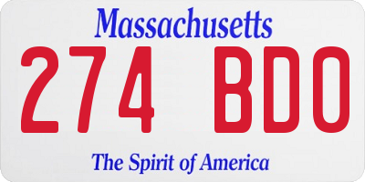 MA license plate 274BD0