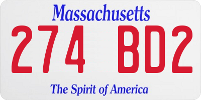 MA license plate 274BD2