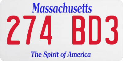 MA license plate 274BD3