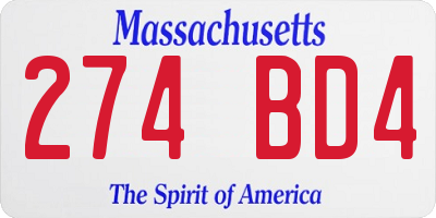 MA license plate 274BD4