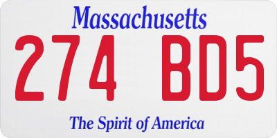 MA license plate 274BD5